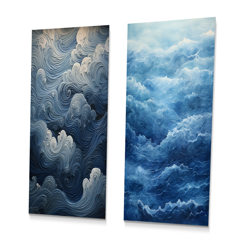 Ensemble de 2 décorations murales en métal Coastal Wave, H 28 po x l 24 po