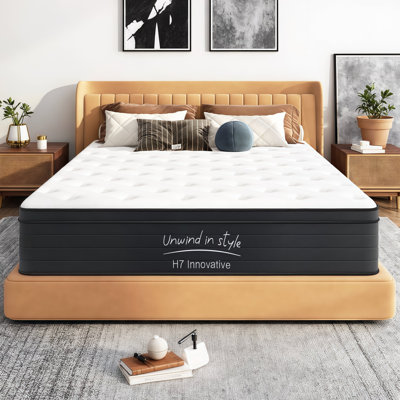 LUMERIS 10" Medium Firm Hybrid Mattress with Individually Pocketed Coils, Memory Foam, Motion Isolation & Breathable Cooling Comfort