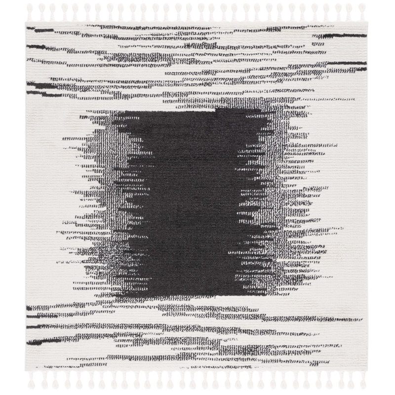 Bannon Tassel Performance Abstract Rug, Square 6'7"