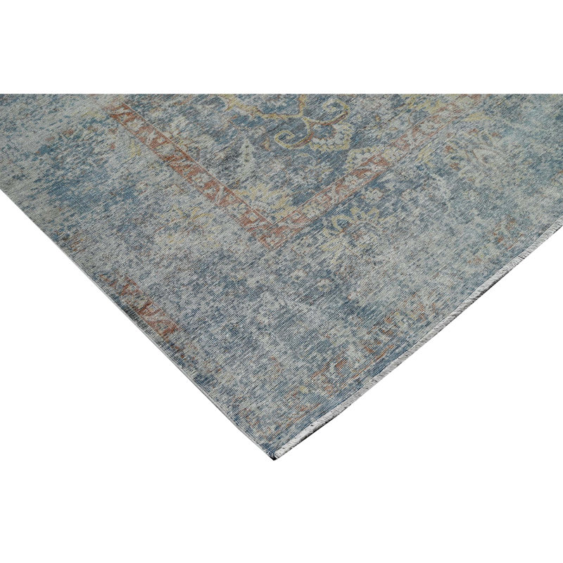 Hand Knotted Wool Oriental Area Rug in Blue/Silver/Rust, Rectangle 12' x 15'