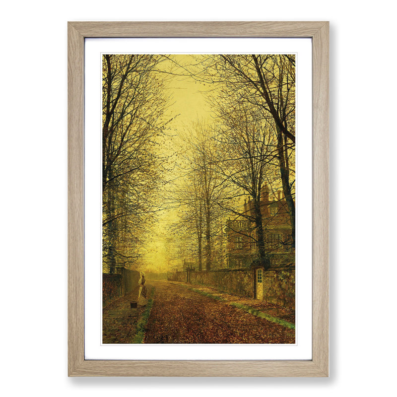Autumns Golden Glow by John Atkinson Grimshaw - Framed Print, 65cm H x 48cm W x 2cm D, Oak Framed