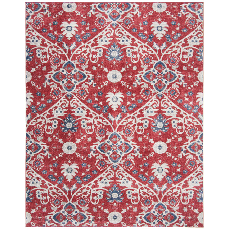 Evart Southwestern Red/Ivory Area Rug, Rectangle 9' x 12'