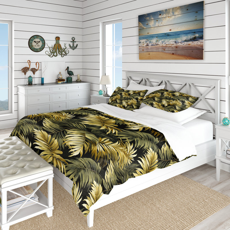 Ensemble de housse de couette Palm Shadows Tropical Pattern - Tropical, Housse de couette pour très grand lit et 2 très