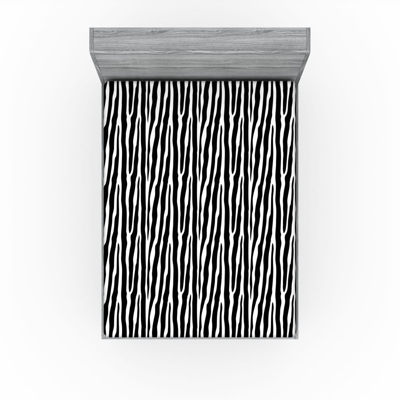 Ensemble de 2 draps-housses Ambesonne, Drap-housse de taille double, Gris anthracite, gris, blanc / abstrait