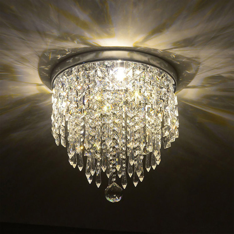 Plafonnier en cristal à 5 lumières Cheyan, Chrome