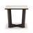 Fana Side End Table, White Marble Top, 24 Inch Square, Espresso Brown