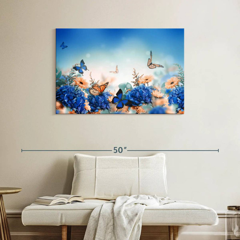 Jardin des papillons bleus, H 26 po x l 39 po
