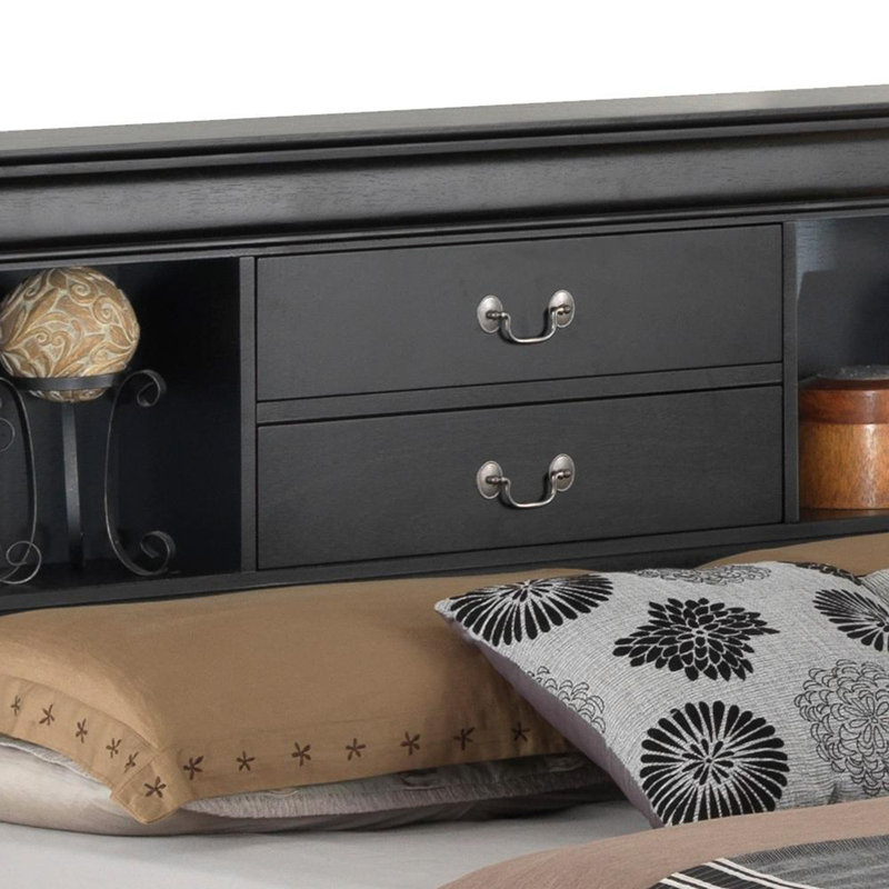 Lit de rangement traditionnel avec élégance, Noir, Grand