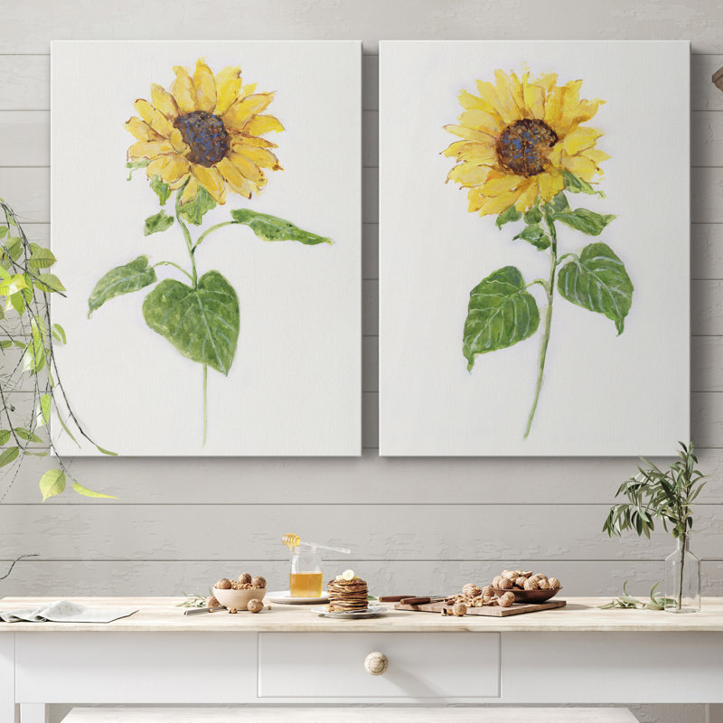 Tournesol I - ensemble de 2 reproductions d'art, H 12 po x l 16 po x P 1 po, Toile tendue, Pas de tapis