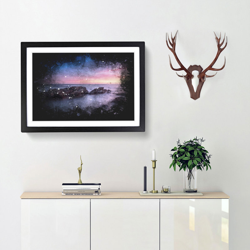 Sunset in Malaga Spain - Picture Frame Graphic Art Print, Black Framed, 24cm H x 33cm W x 2cm D