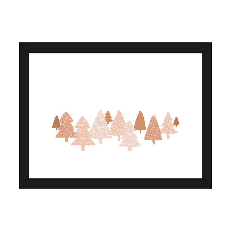 "Blush Winter Trees" par Orara studio, reproduction d’art, H 16 po x l 24 po x P 1 po, Papier encadré noir, Blanc