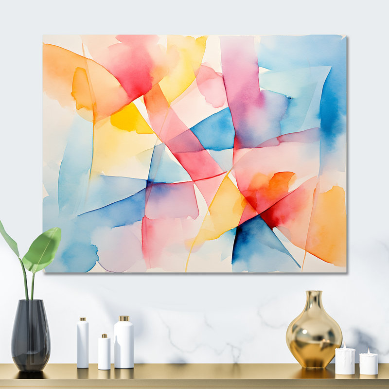 «Pastel Color Geometric Ink Explosion III», art mural géométrique en métal MT137606, H 24 po x l 32 po x P 1 po