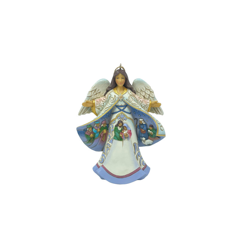 Angels Jim Shore Heartwood Creek Angel Nativity Coat Scene Hanging Christmas Ornament 4.5in H