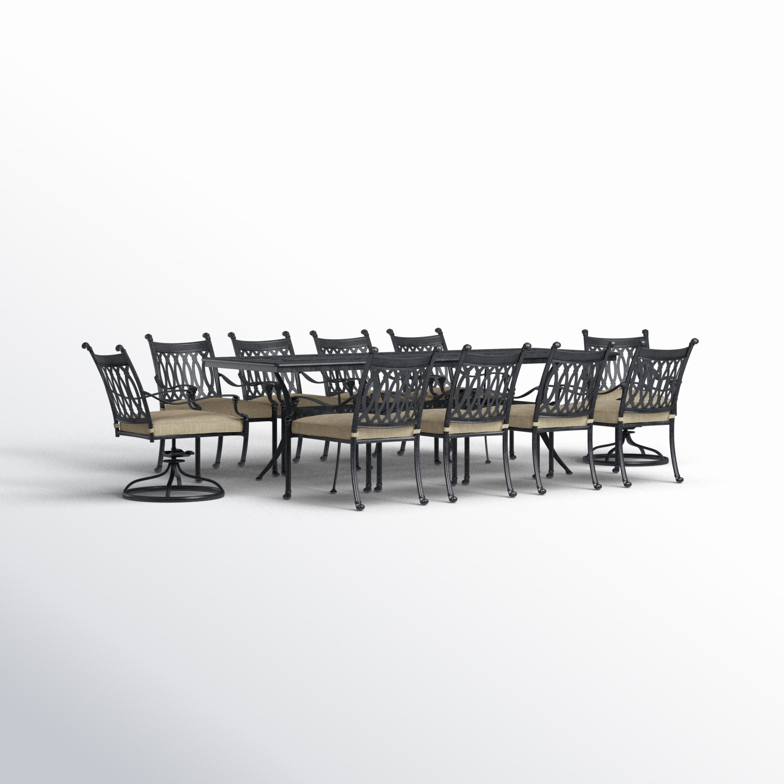 Brockport 132'' Rectangular 10 - Person Outdoor Dining Set with Sunbrella Cushions