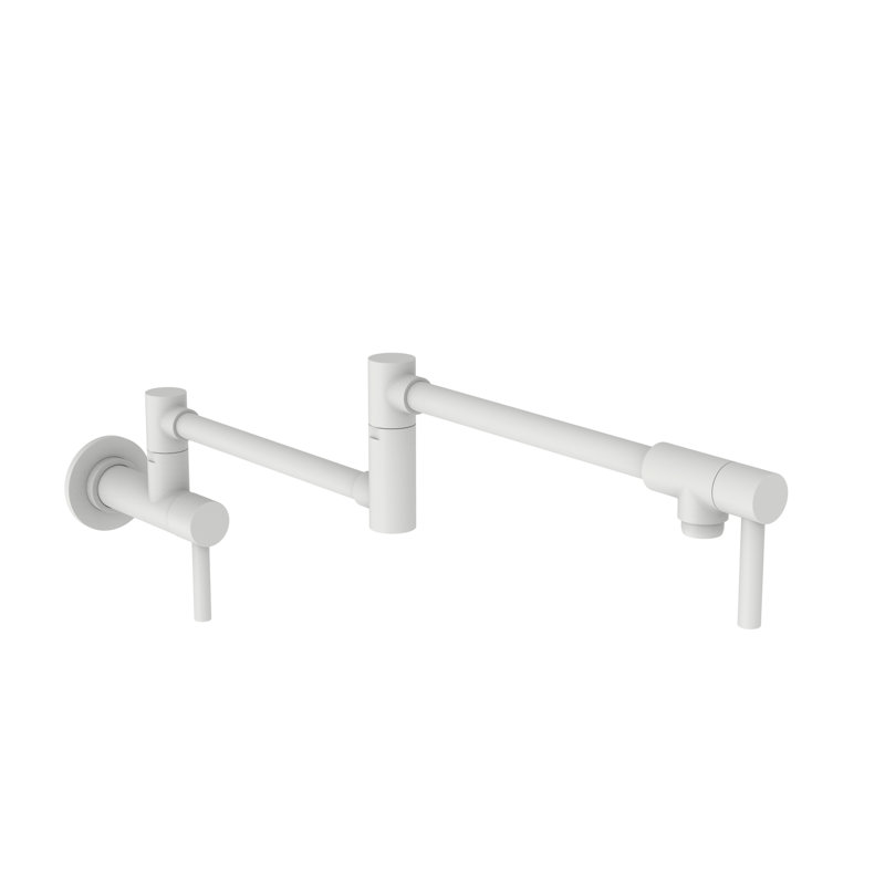 East Linear Wall Mount Pot Filler, Matte White