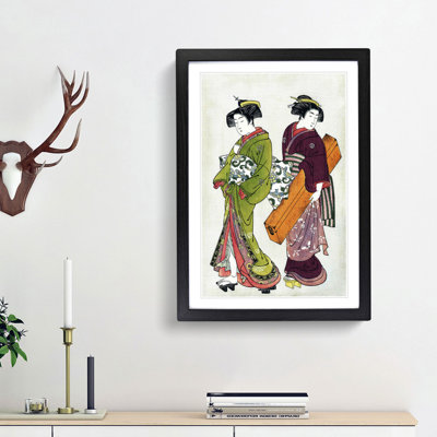 Geisha with a Maid by Kitao Shigemasa - Picture Frame Painting Print