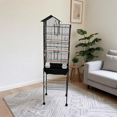 158 cm Carbon Steel Top Bird Cage Stand Bird Cage with Wheels with Stand with Perch with Tray