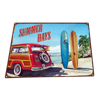 «Vintage Beach Summer Days» sur impression métallique