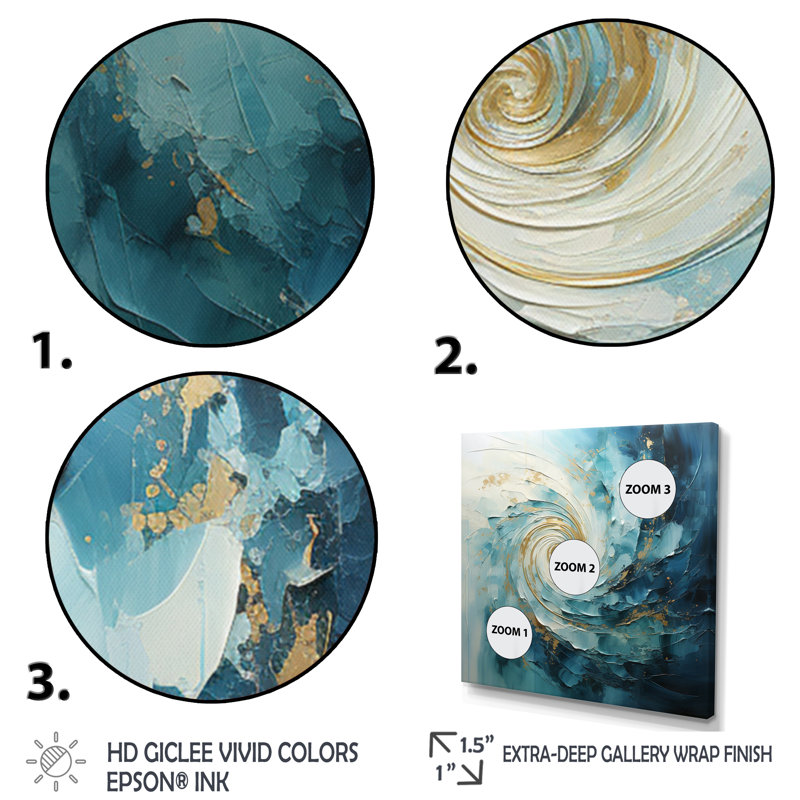 Spirales célestes I sur toile, Cadre flottant doré, H 30 po x l 30 po x P 1 po