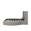 Lit plateforme tapissier en velours avec tête de lit à oreilles, 1 tiroir et 2 tabourets de rangement latéraux-1366273999