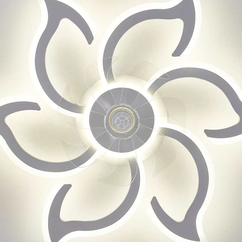 Ventilateurs de plafond à fleur avec lumières et télécommande, ventilateur de plafond encastré moderne à profil bas de 33,5 pouces, luminaire à DEL à intensité variable,