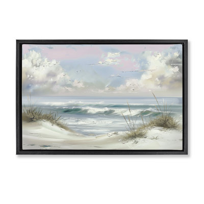«Sea Breeze & Coastal Dunes», art mural sur toile flottante noire, design par Annabelle Hall
