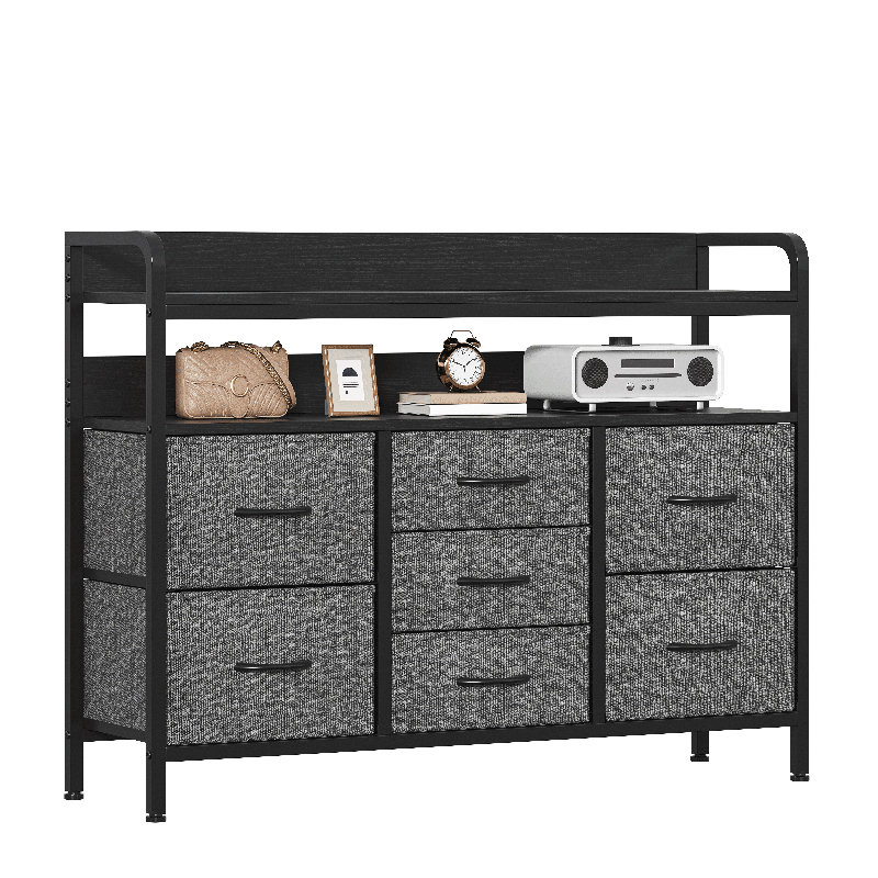 Metal 30cm W 7 - Drawer Chest of Drawers, Deep Gray