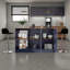 Îlot de cuisine H 35,7 po, 2 portes, 6 tablettes, bleu Alby / chêne naturel - Cuisine