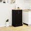 Armoire poubelle de cuisine à un tiroir et un revêtement noir, convenant à une extension d'îlot, des pièces prédécoupées, une inclinaison moyenne résistante à l'humidité, cache et garde le plancher propre