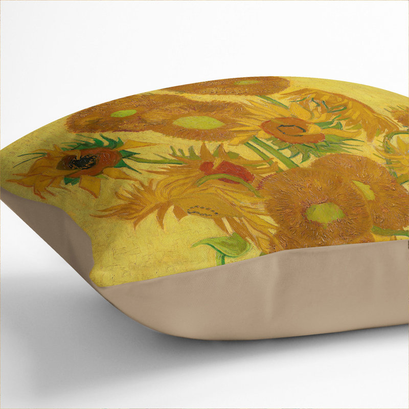 Fifteen Sunflowers Floral Square Throw Cushion, Stone, 40cm H x 40cm W x 15cm D