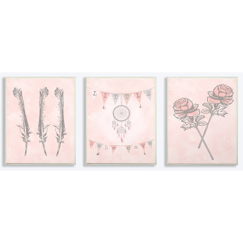 Plaque décorative en fleurs dreamcatcher bébé cave (lot de 3) Blagnac