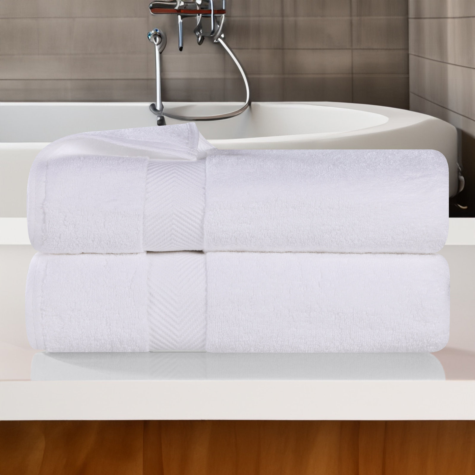 Hamachi 6-Piece Cotton Towel Set, White, Bath Towels - 2 Pack