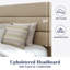 Structure de lit plateforme avec tête de lit tapissier en tissu et support en lattes de bois-705834759-705834753