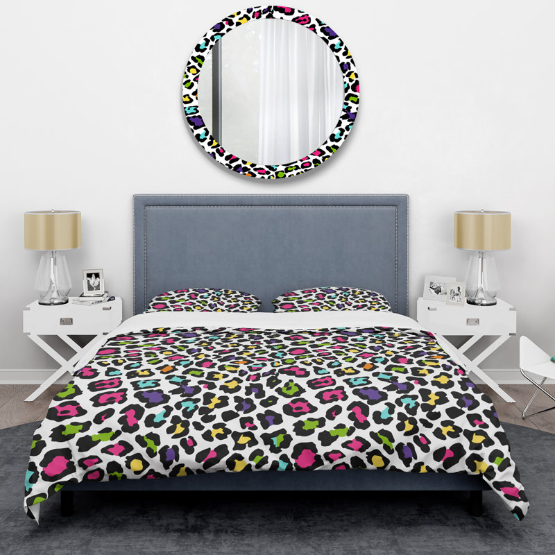 Multicolore motif léopard I - Ensemble de housse de couette animaux - Microfibre de polyester