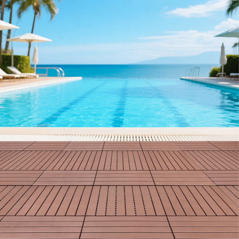 24 pièces de carreaux de terrasse pour terrasse, carreaux de sol à emboîtement bricolage, carreaux de patio faciles à installer, convenant aux balcons intérieurs et extérieurs près de la piscine, brun