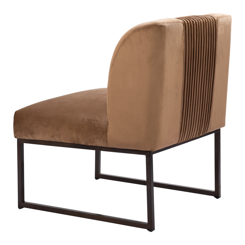Olive Green Velvet Slipper Accent Chair with Manufactured Wood Base