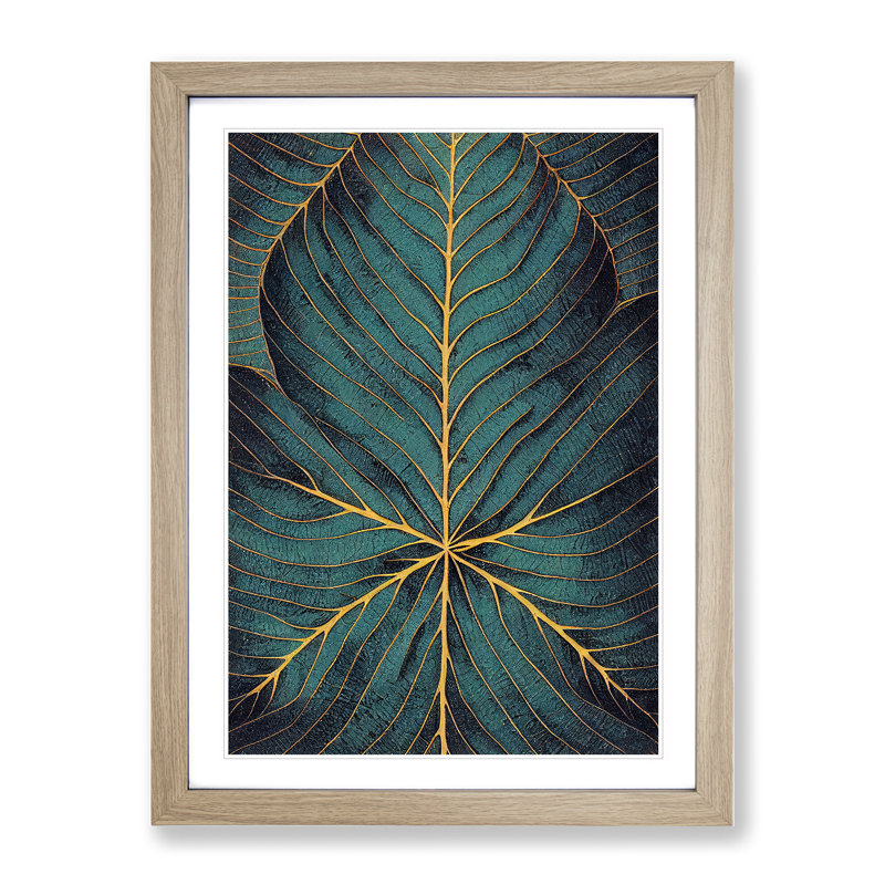 Mystical Leaf - Single Picture Frame Print, Oak, 64cm H x 46cm W