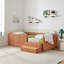Lit simple multifonctionnel pour enfant avec garde-corps et rangement, lit simple avec marchepied de sécurité et tissu Boucle (80,5 po x 44,5 po x 23 po)