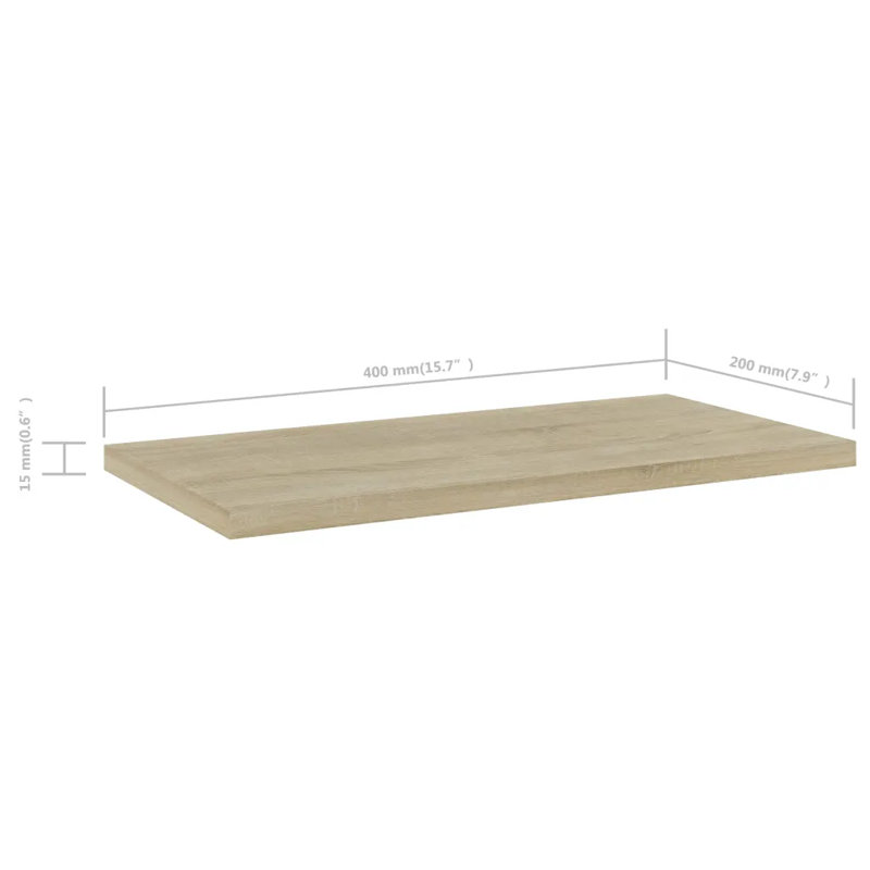 Cunane 1.5cm H Bookcase, Sonoma Oak, 1.5cm H x 40cm W x 20cm D