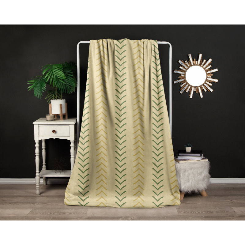 Jeté , L 50 po x L 60 po, Jaune/vert, Chevrons