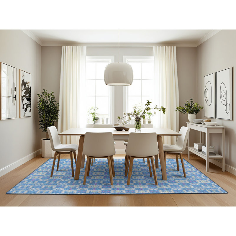 Tapis de zone bleue à motifs, Rectangle 7 pi x 10 pi