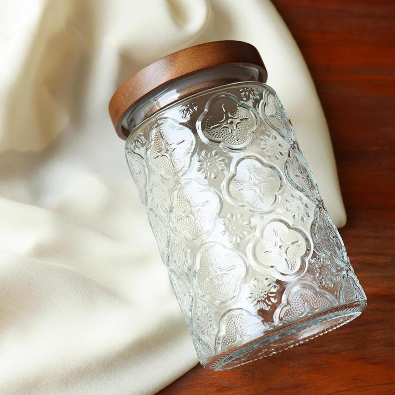 Pot en verre rétro 32 oz avec couvercle, contenants de rangement en verre, contenants de rangement hermétiques pour le sucre, le café, le thé, les épices, la farine, les biscuits bonbons, les pâtes, les céréales et les jarres décoratives