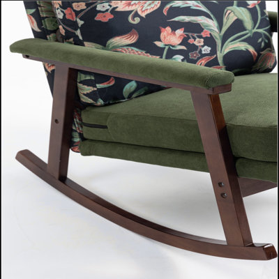 Chaise d'appoint Mid-Century moderne, chaise berçante avec structure en bois, chaises de salon rembourrées, fauteuil de lecture pour véranda de chambre à coucher