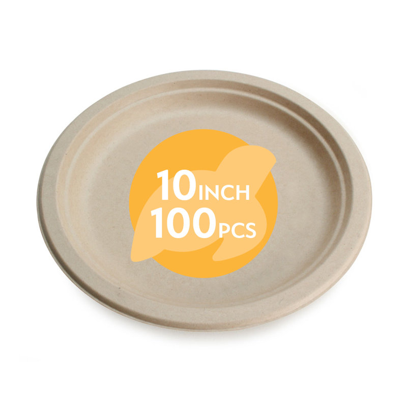 Disposable Bamboo Dinner Plate, 10" L x 10" W