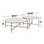 Ensemble de 2 tables gigognes en marbre avec cadre en métal blanc et champagne