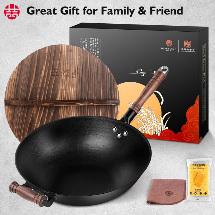 ChefSeason Moose Series 12.6 Cast Iron Frying Wok with Handle