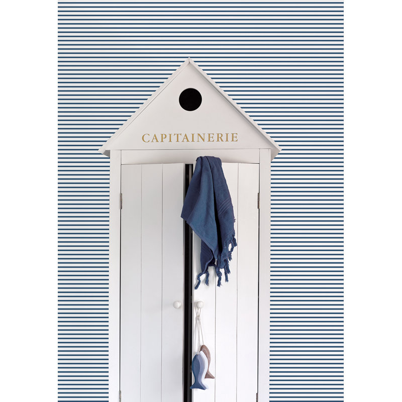 Franklinville 10m x 53cm Matte Paste the Wall Wallpaper Roll, Navy/White