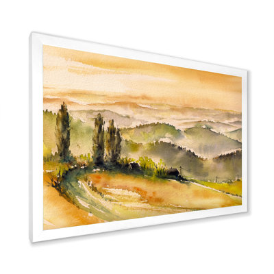 Paysage rétro avec vignobles - peinture sur toile