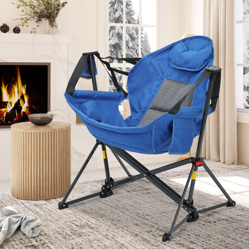Chaise de camping hamac avec sac de rangement, Bleu