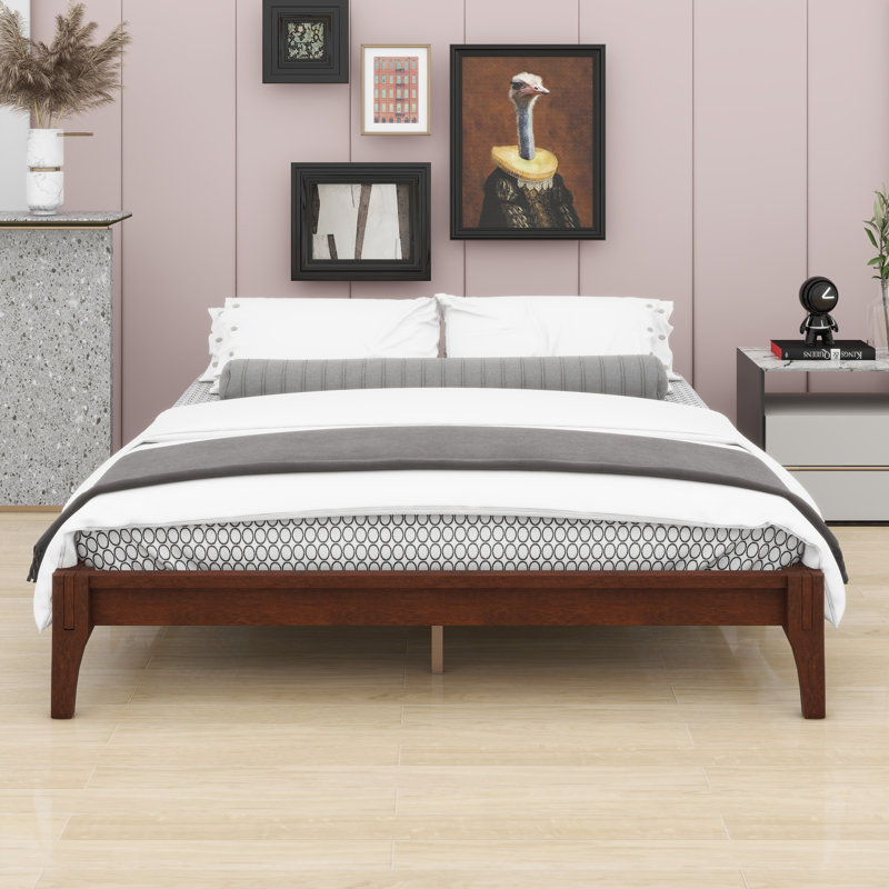 Lit plateforme en bois de bambou massif, Chocolat